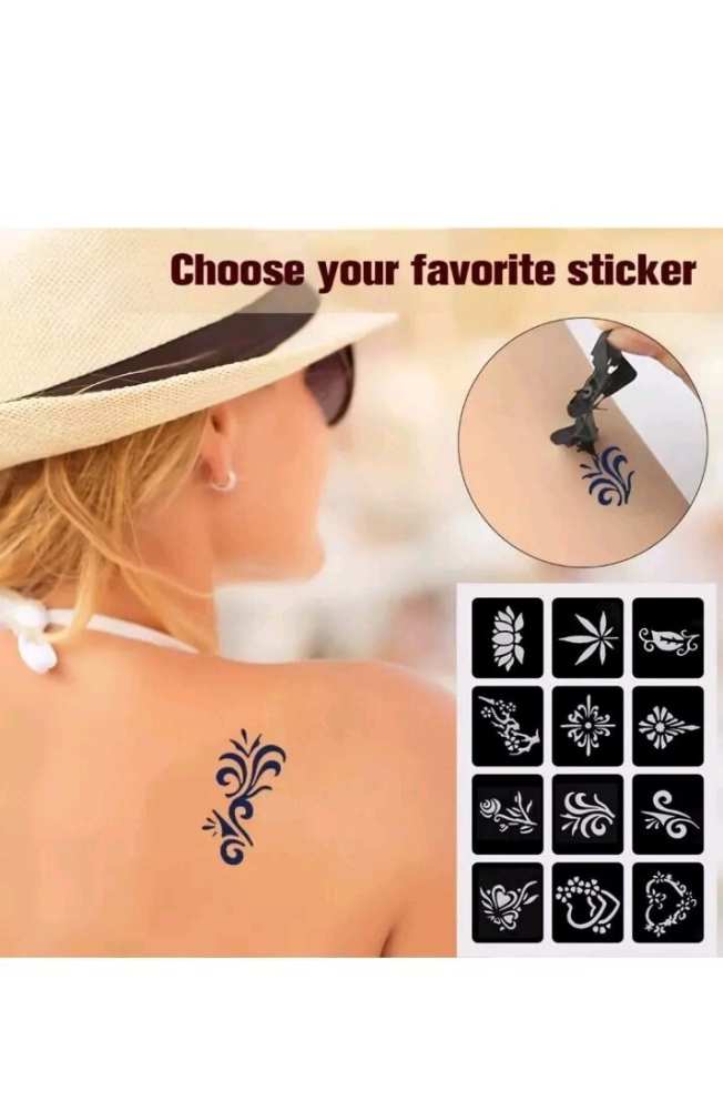 Lictin Temporäre Tattoo, Henna Tattoo Set Natürliche Farbe 4 Farben, Natural Hen