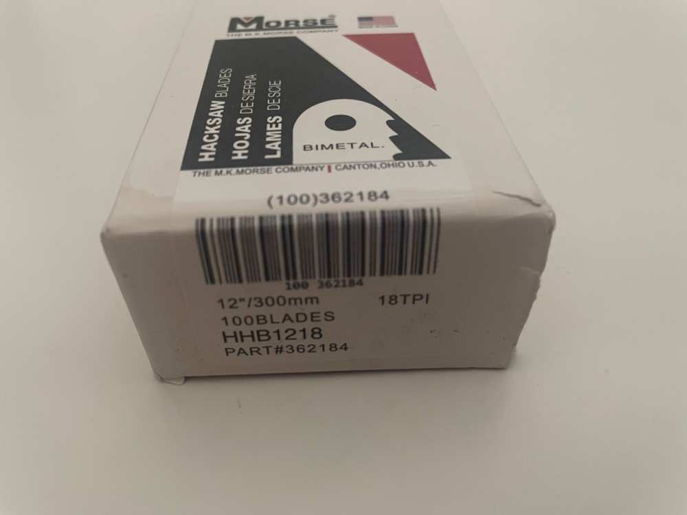 100 Count Box - Morse Hacksaw Blade 18 TPI Bi-Metal 1/2 in W x 12 in L