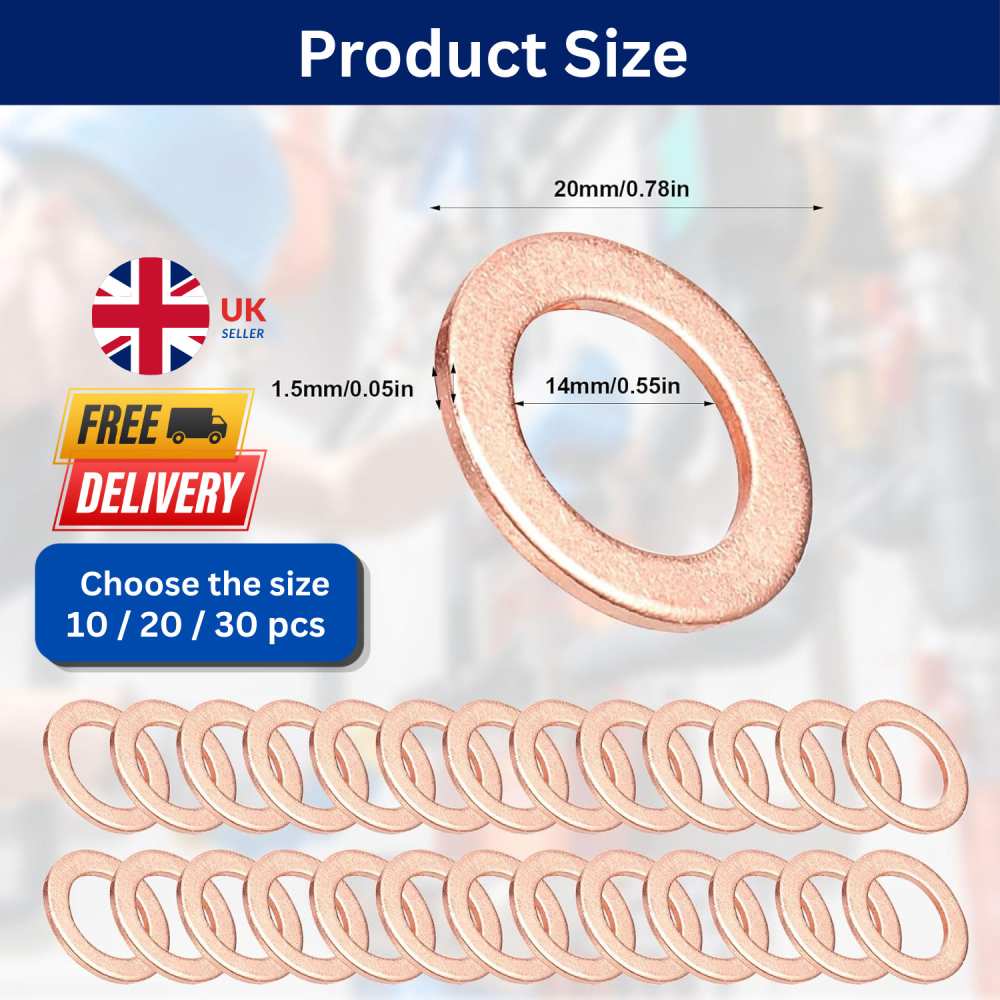 Copper Sump Plug Washer Set M10 M12 M14 M16 DIN 7603A Oil Drain Seal UK
