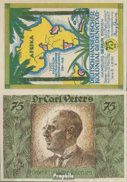 Banknoten Berlin 1921 Notgeld: 88.3 Bild 3 Dr. Carl Peters Notgeld des Dt.- gebr
