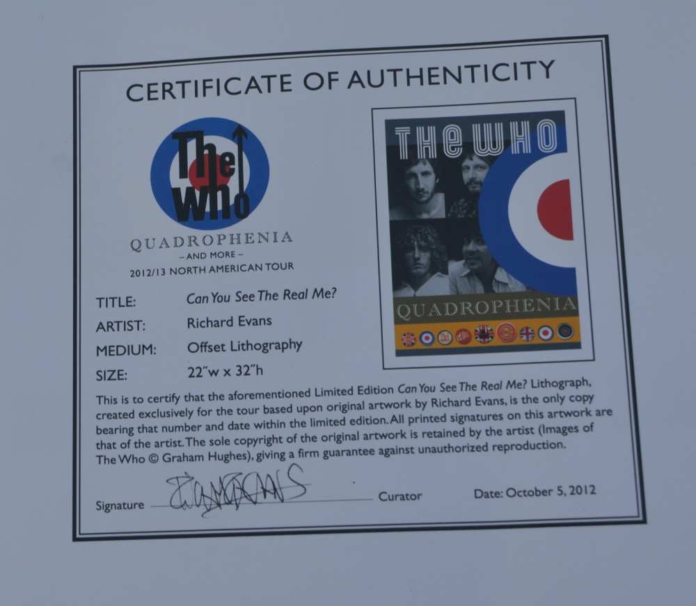 The Who Quadrophenia Signed Lithograph Poster Tour 2013 Glendale, AZ
