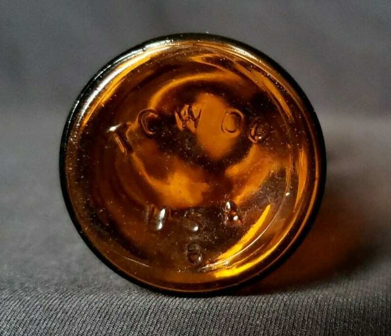 Amber Glass Lab Reagent Bottle - 30 mL - Glass Flat Top Grooved Stopper  - NOS