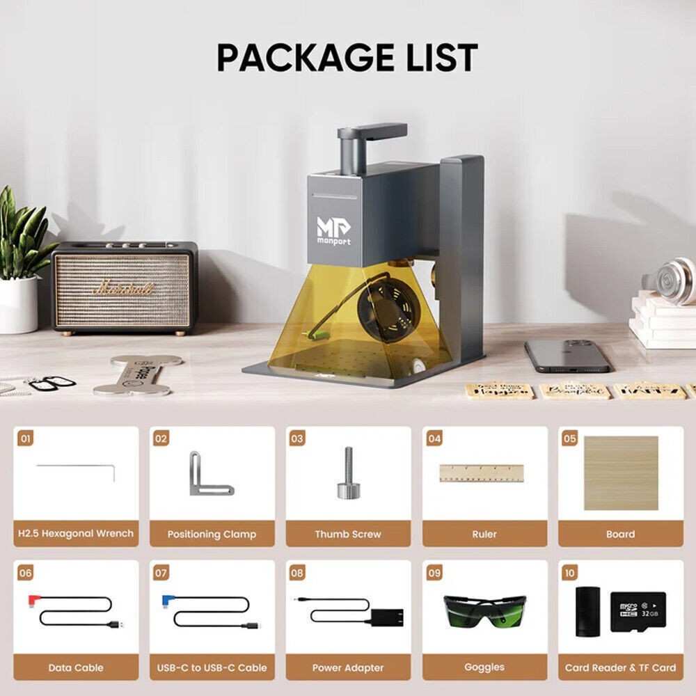 Monport 6W Diode Portable Handheld Laser Marking Machine Lightweight Engraver US