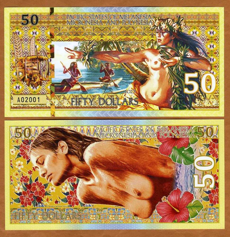 Pacific States of MMP, $50 2023 Private Issue Polymer, Polynesian